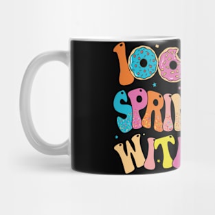 Womens 100 Days Sprinkled With Fun Donut Groovy 100 Days Of School Mug